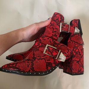 New Red Snake print booties by Cupid